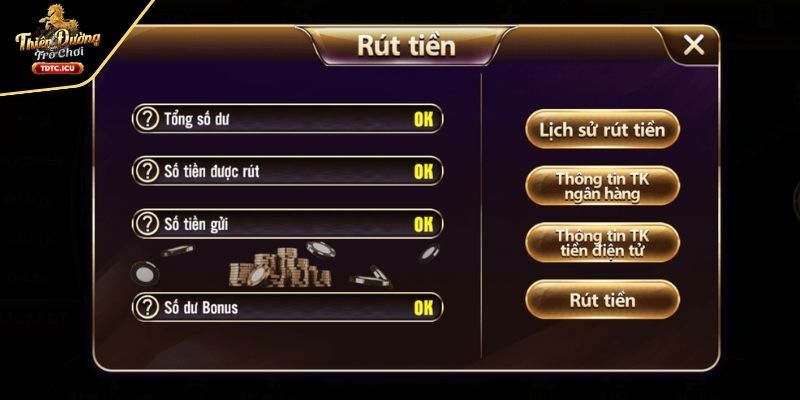 Rút tiền TDTC qua tài khoản ngân hàng